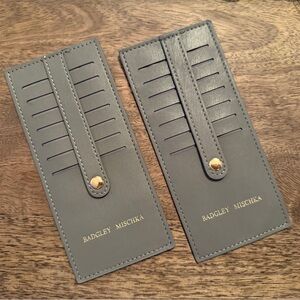 Two Badgley Mischka Gray and Gold Card Holders